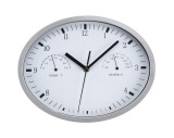 Wall clock with hygrometer, thermometer and click system