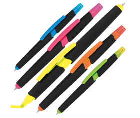 Bolígrafo de plástico con marcador y función táctil.